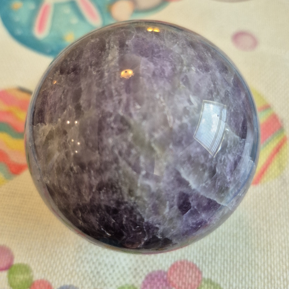 Natural Purple Chevron Dream Amethyst Crystal Sphere Orb New #2 - Picture 4 of 8
